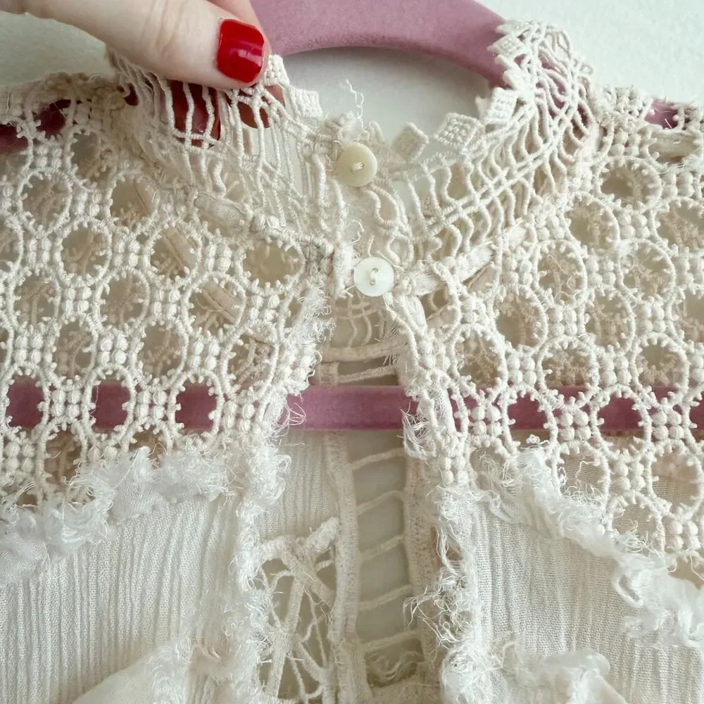 NWT with FLAW Free People FP One Ma Jolie Crochet Boho Mini Dress Size Medium